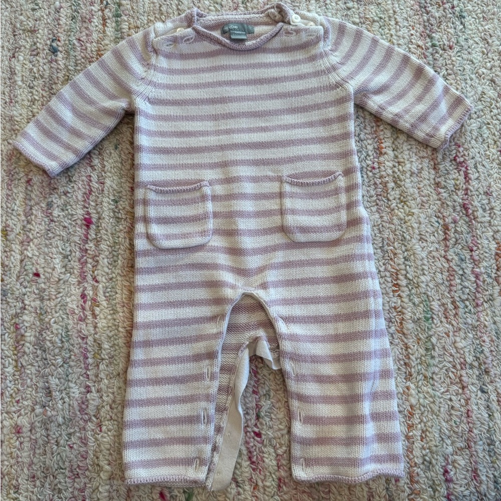 Baby Gap Lavender and Cream Striped Sweater Romper